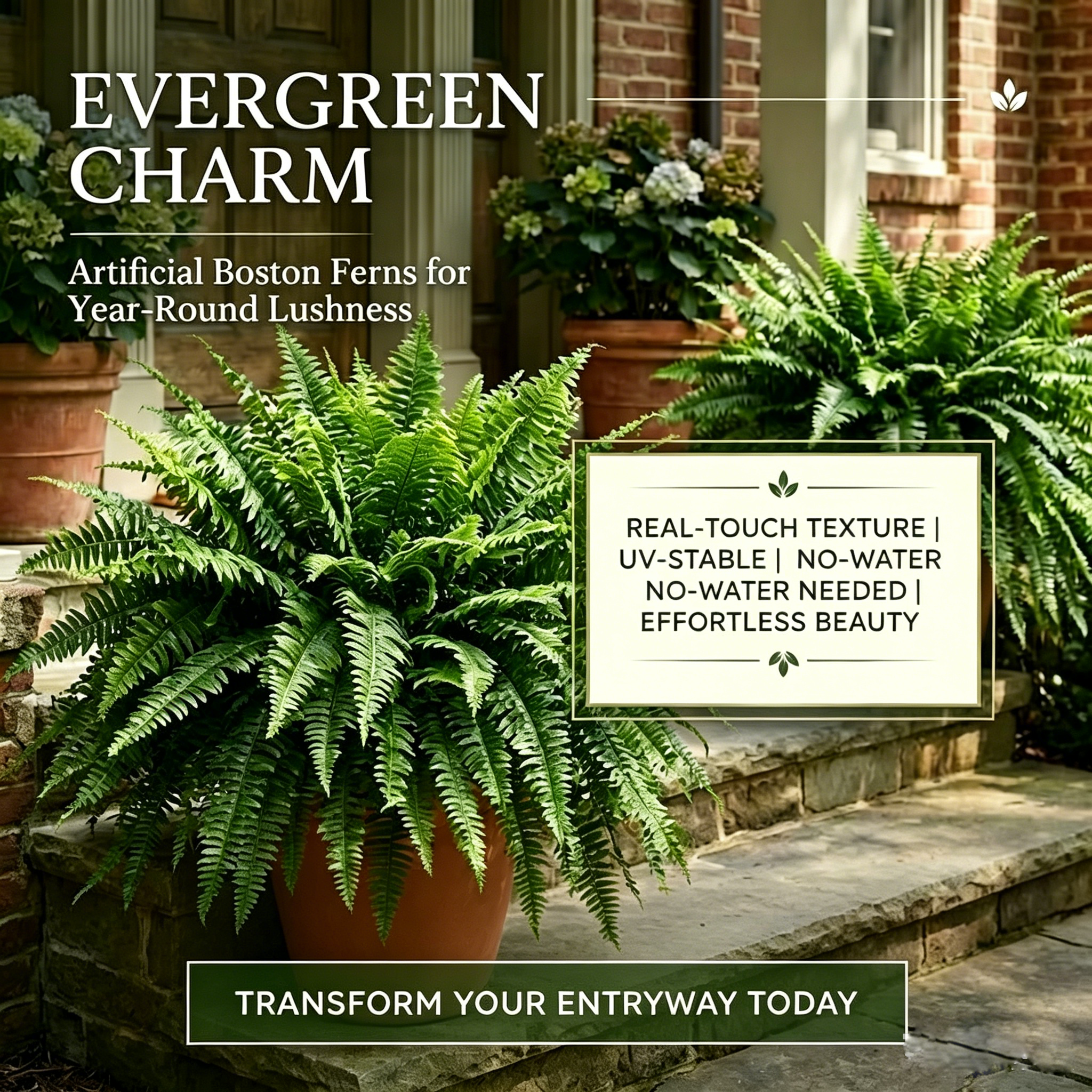 🔥 On Sale Only Today 🌱 UV Resistant Ferns Artificial Plants Large for Planters,Office & Home Decor, Outdoor&Indoor