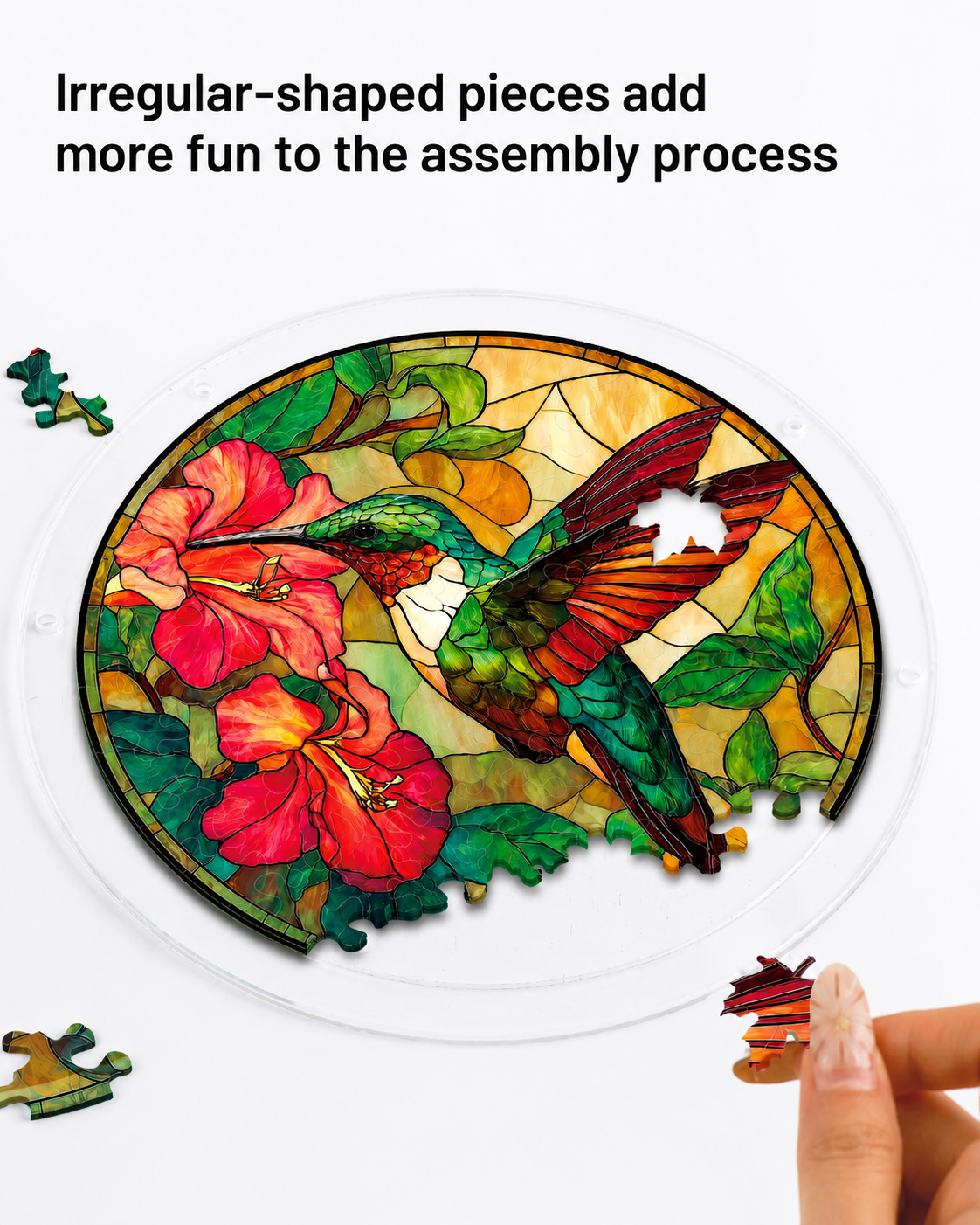 Acrylic Jigsaw Puzzle Suncatcher - Emerald Flame Hummingbird