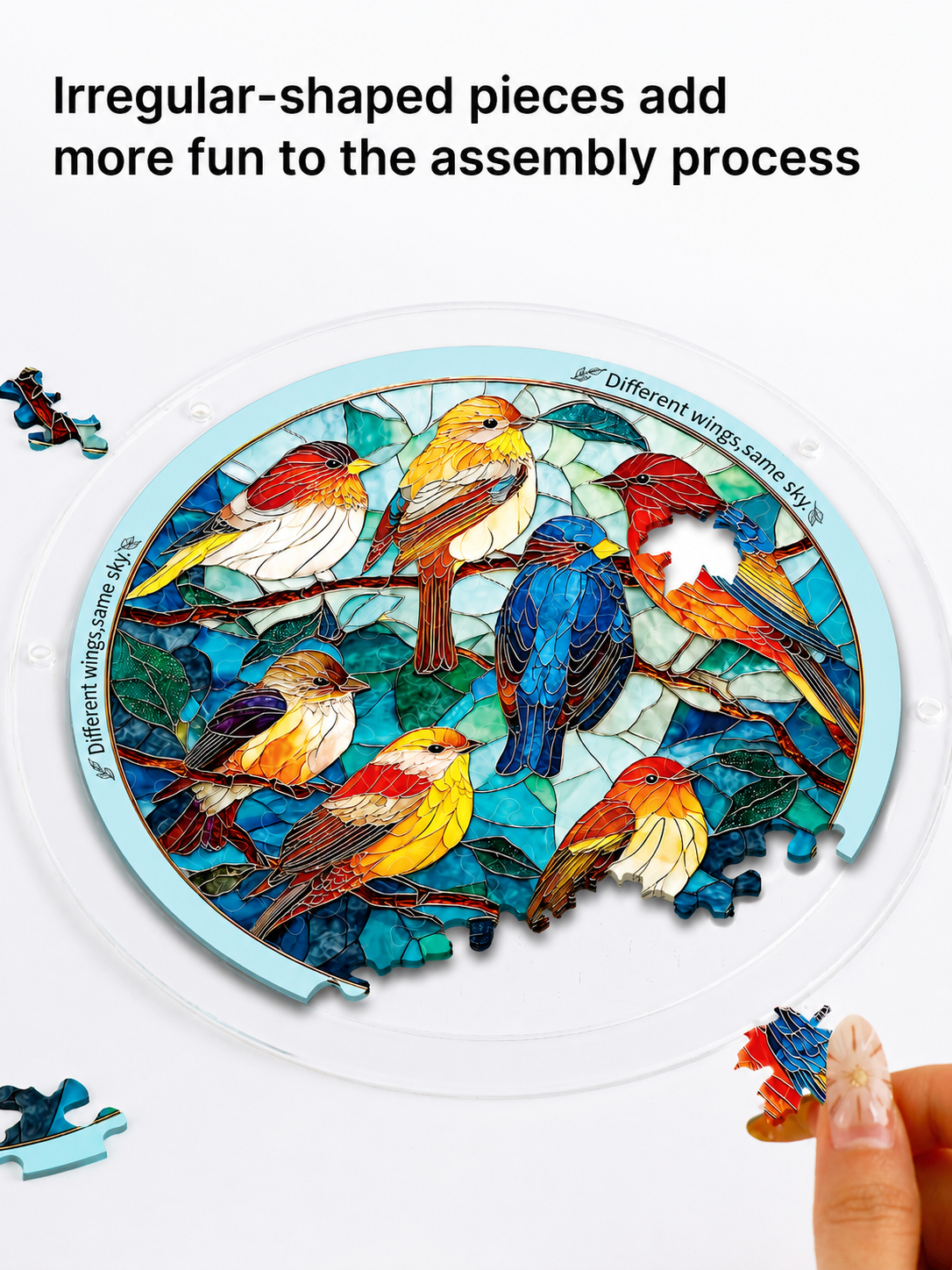 Acrylic Jigsaw Puzzle Suncatcher - Glowing Feather Haven