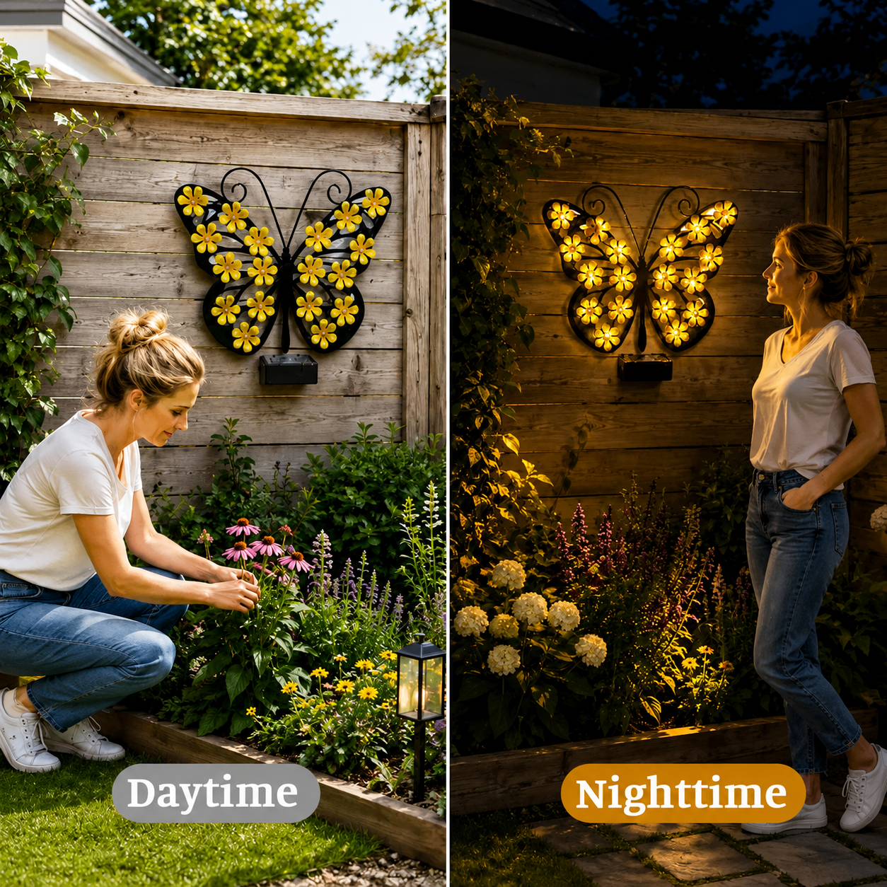 ✨Solar Lights Outdoor Metal Butterfly Wall Decor
