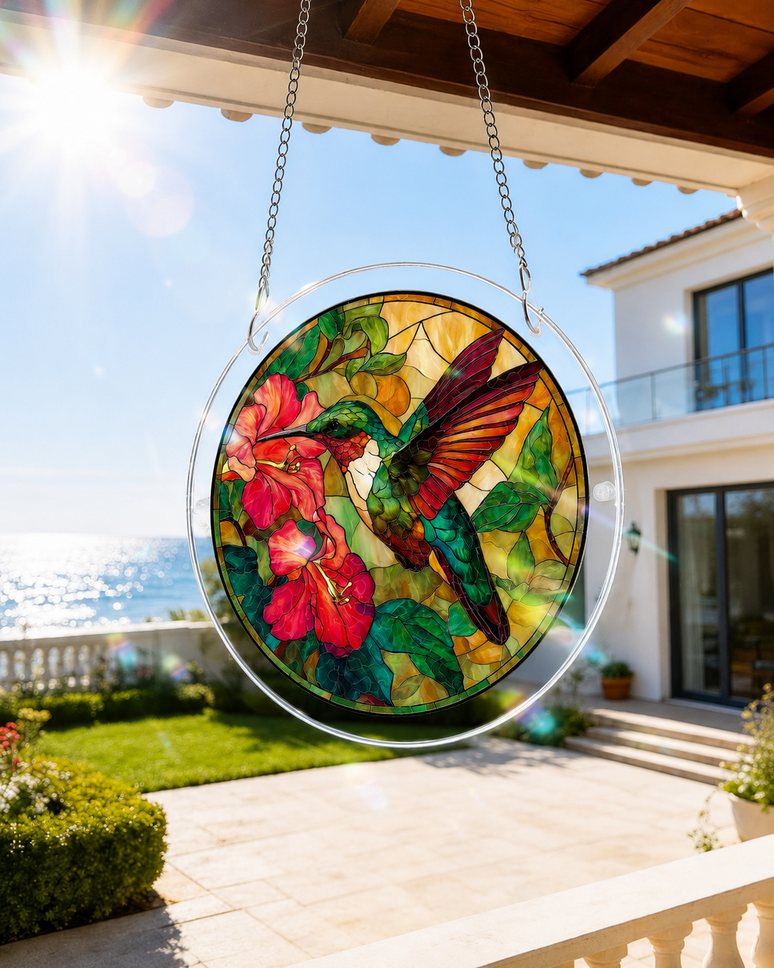 Acrylic Jigsaw Puzzle Suncatcher - Emerald Flame Hummingbird