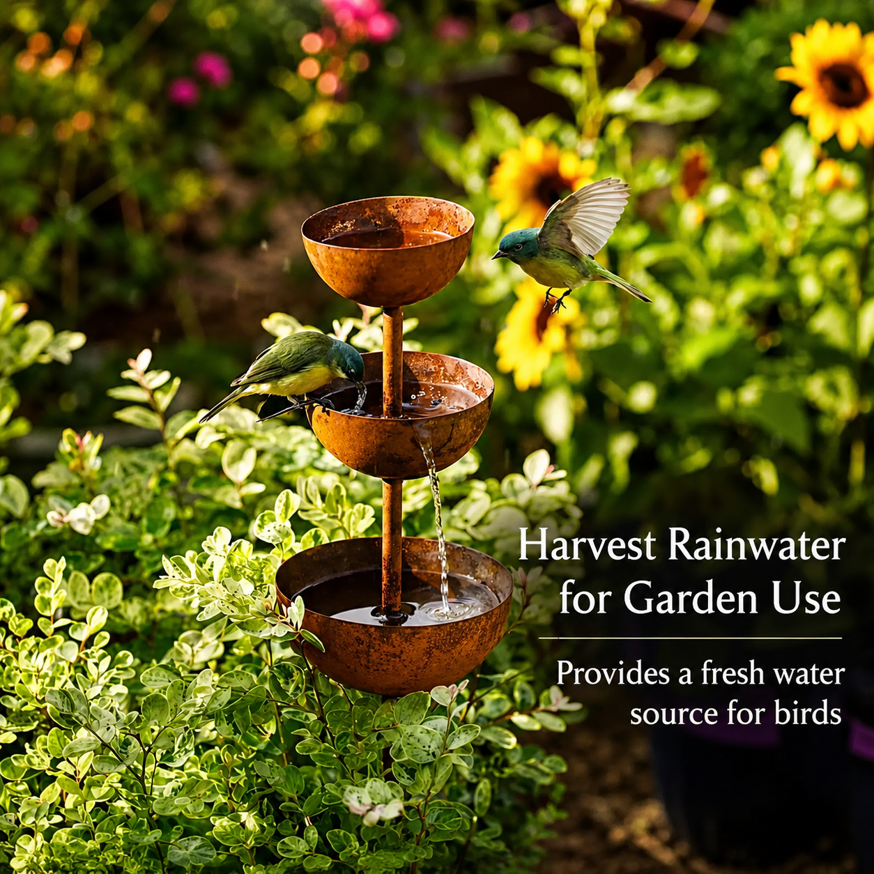 🌧️ Rain Catcher - Plant Support🐦 Metal Garden Ornament
