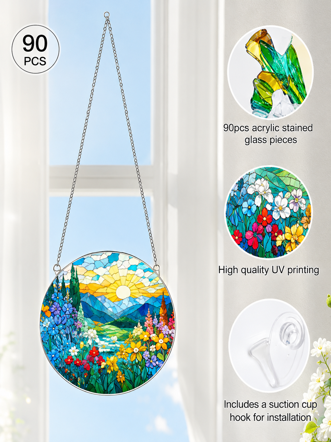 Acrylic Jigsaw Puzzle Suncatcher - Dawn Blossom Sea