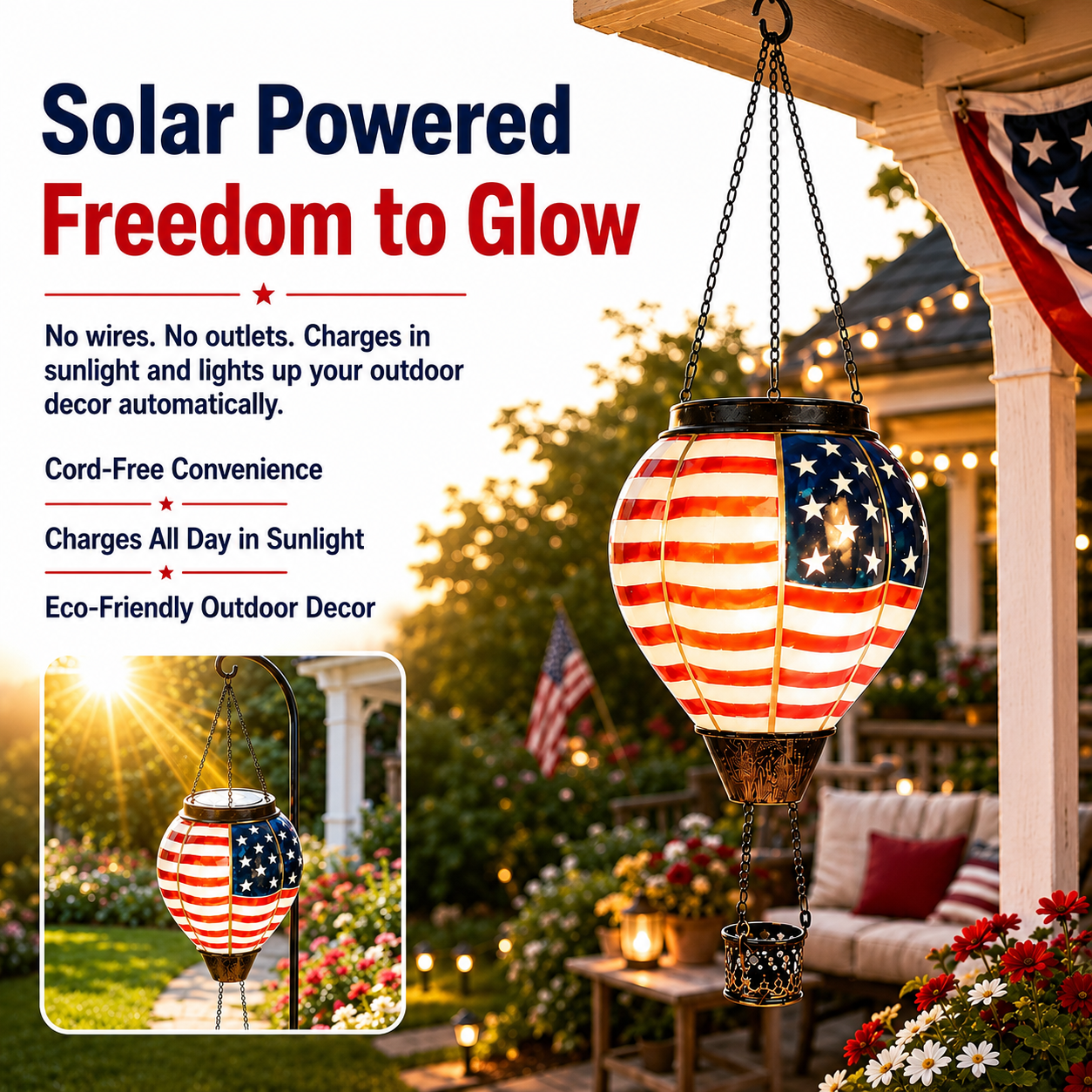 Independence Day Solar Hot Air Balloon Lantern