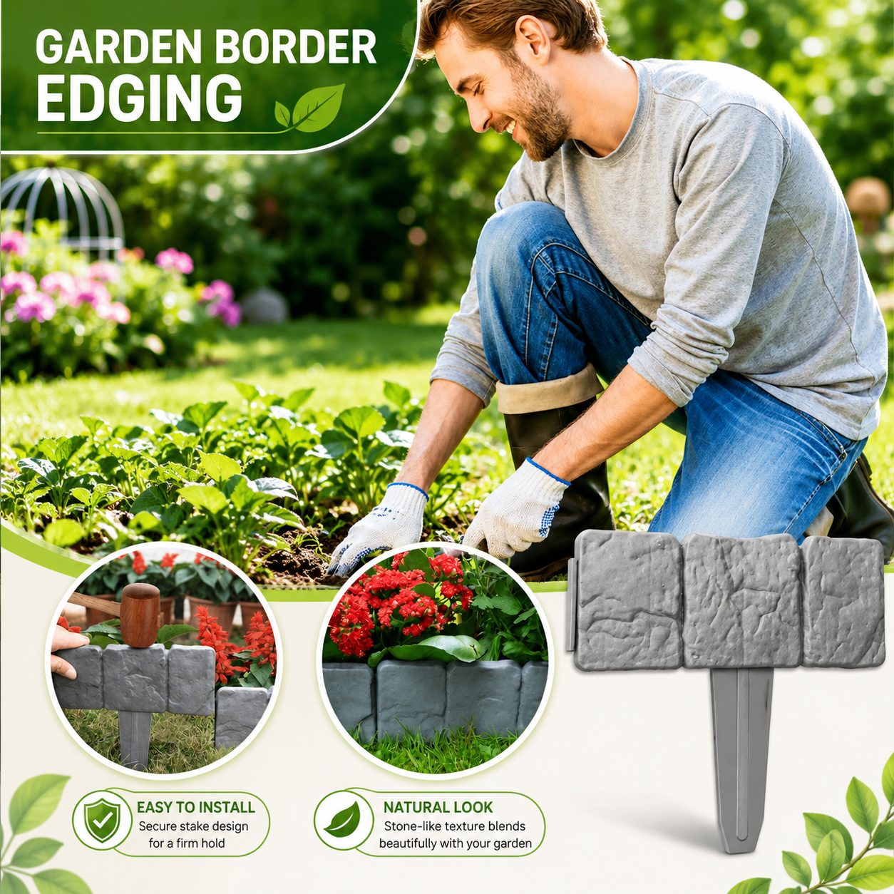 🔥2026 Hot Sale 55% OFF ✅️Imitation Stone Garden Fence - DIY Garden Edging Border