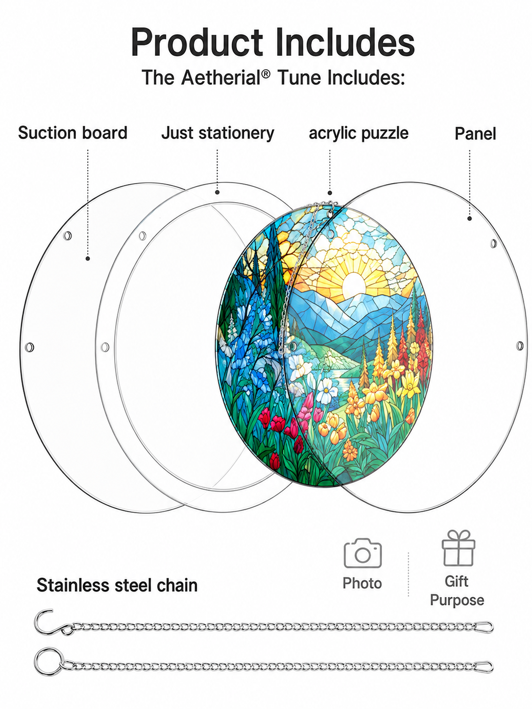 Acrylic Jigsaw Puzzle Suncatcher - Dawn Blossom Sea
