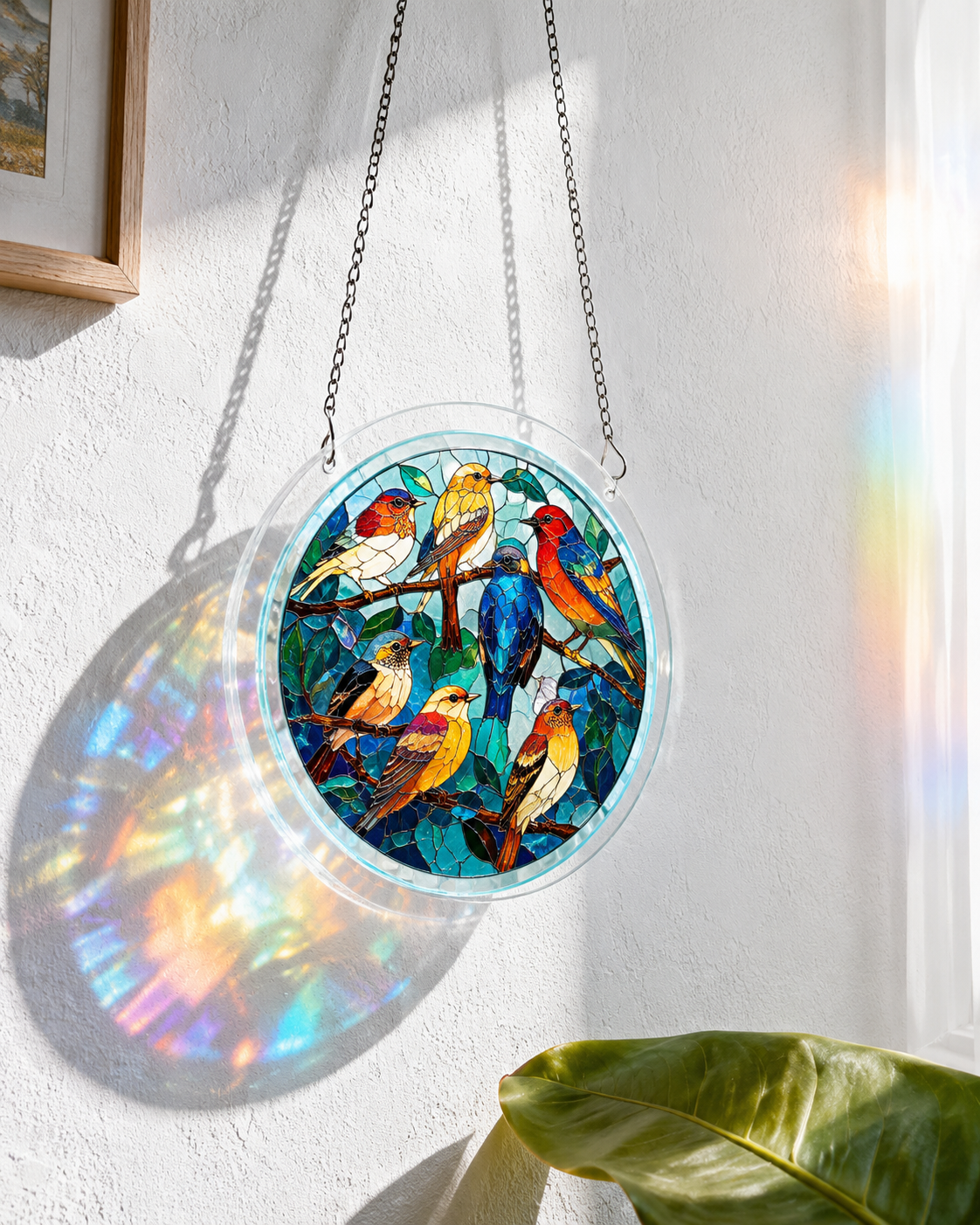 Acrylic Jigsaw Puzzle Suncatcher - Glowing Feather Haven