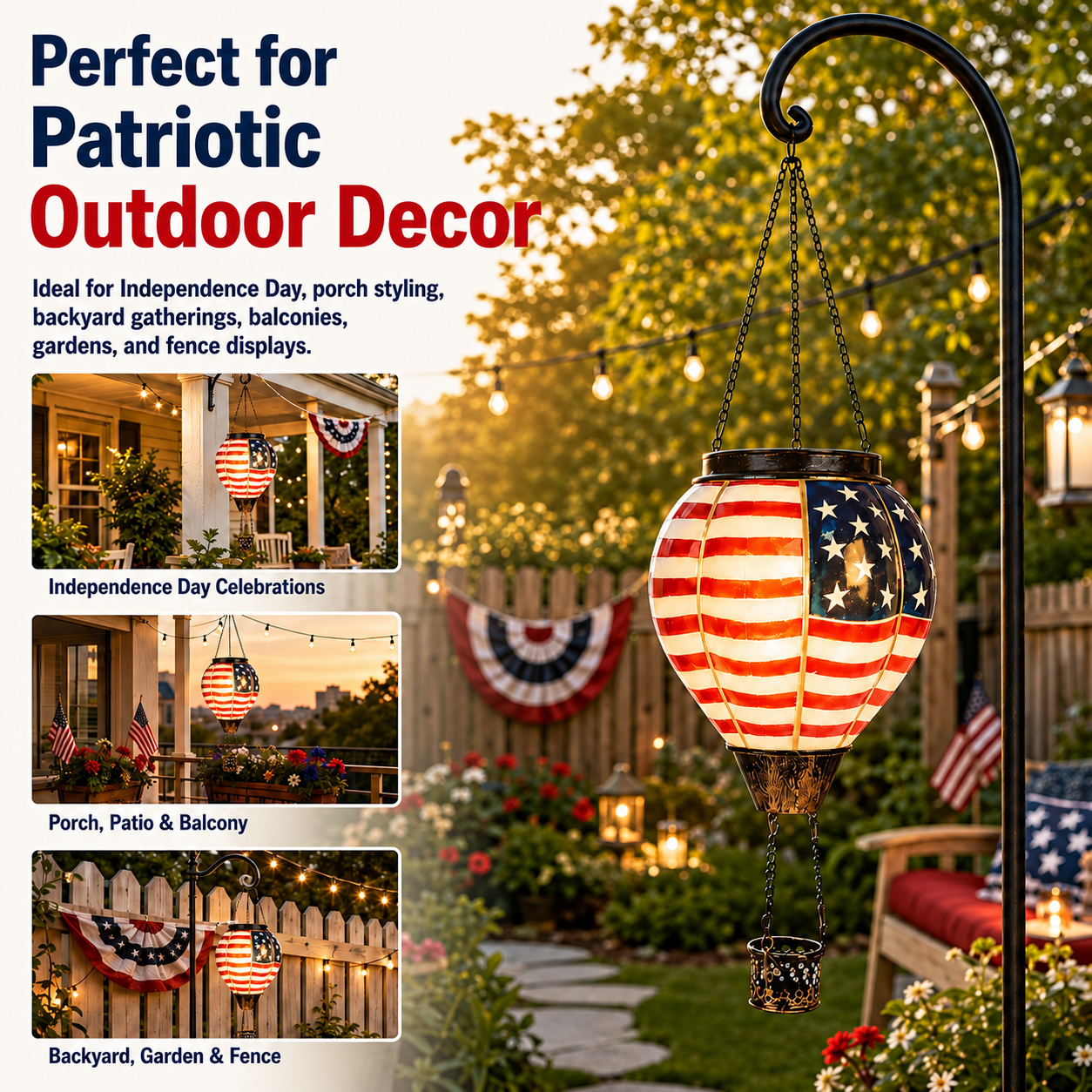 Independence Day Solar Hot Air Balloon Lantern