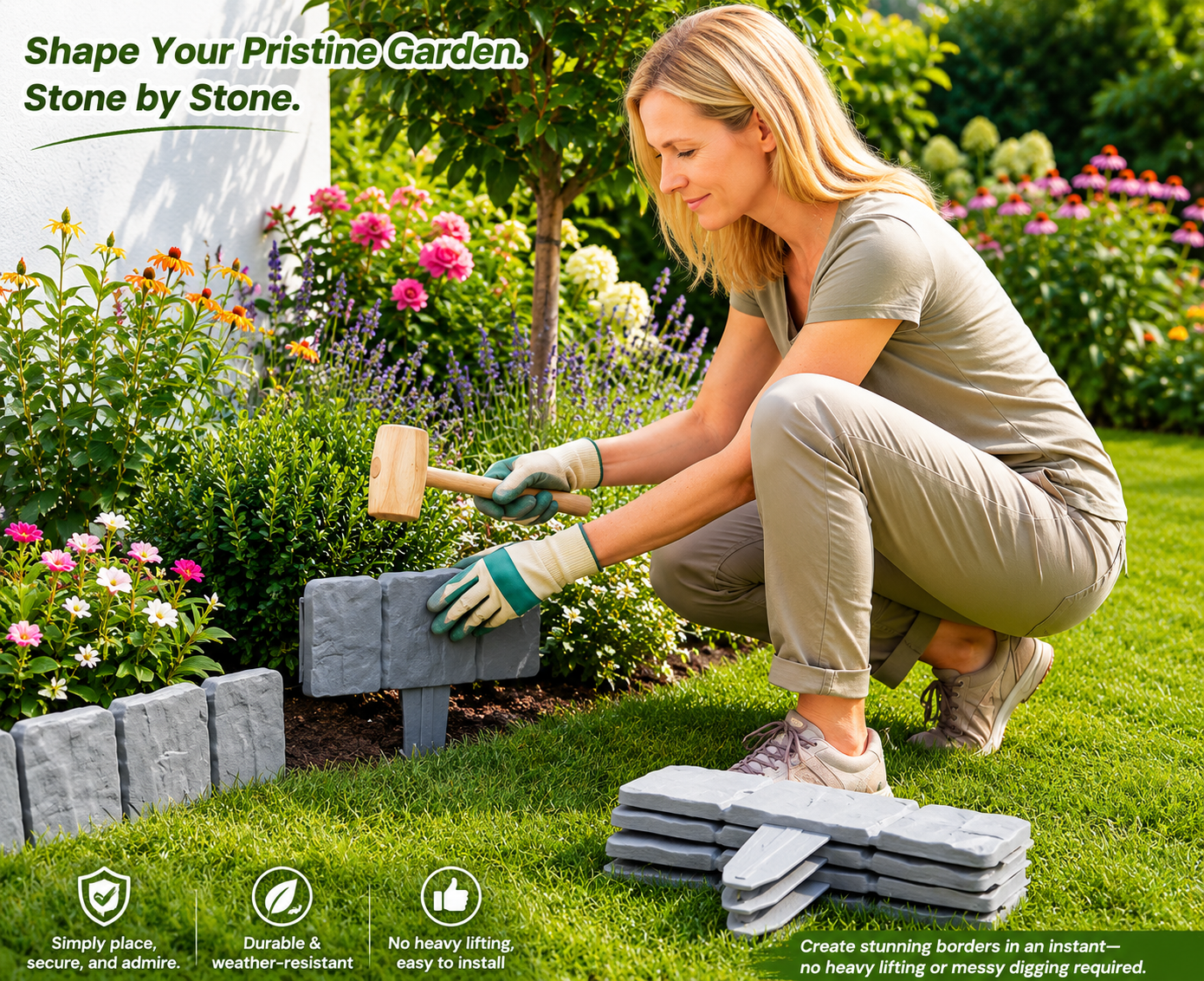 🔥2026 Hot Sale 55% OFF ✅️Imitation Stone Garden Fence - DIY Garden Edging Border