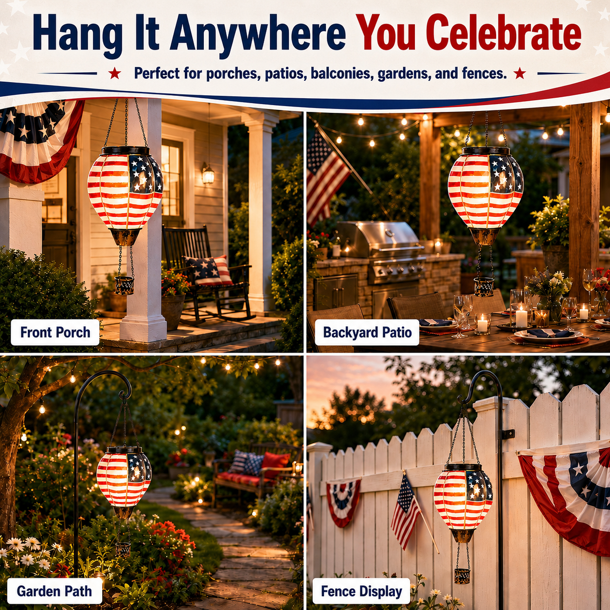 Independence Day Solar Hot Air Balloon Lantern