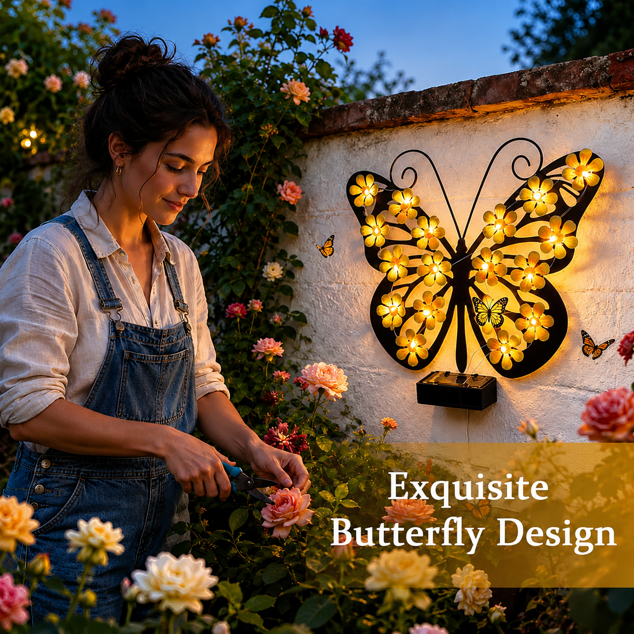 ✨Solar Lights Outdoor Metal Butterfly Wall Decor