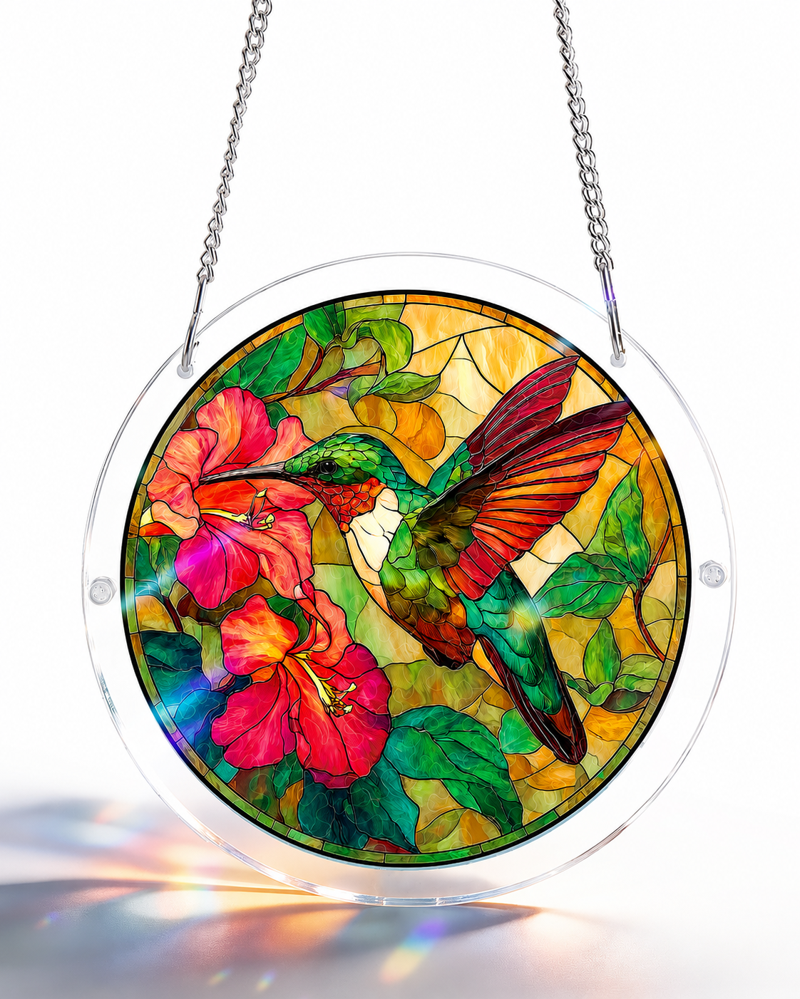 Acrylic Jigsaw Puzzle Suncatcher - Emerald Flame Hummingbird