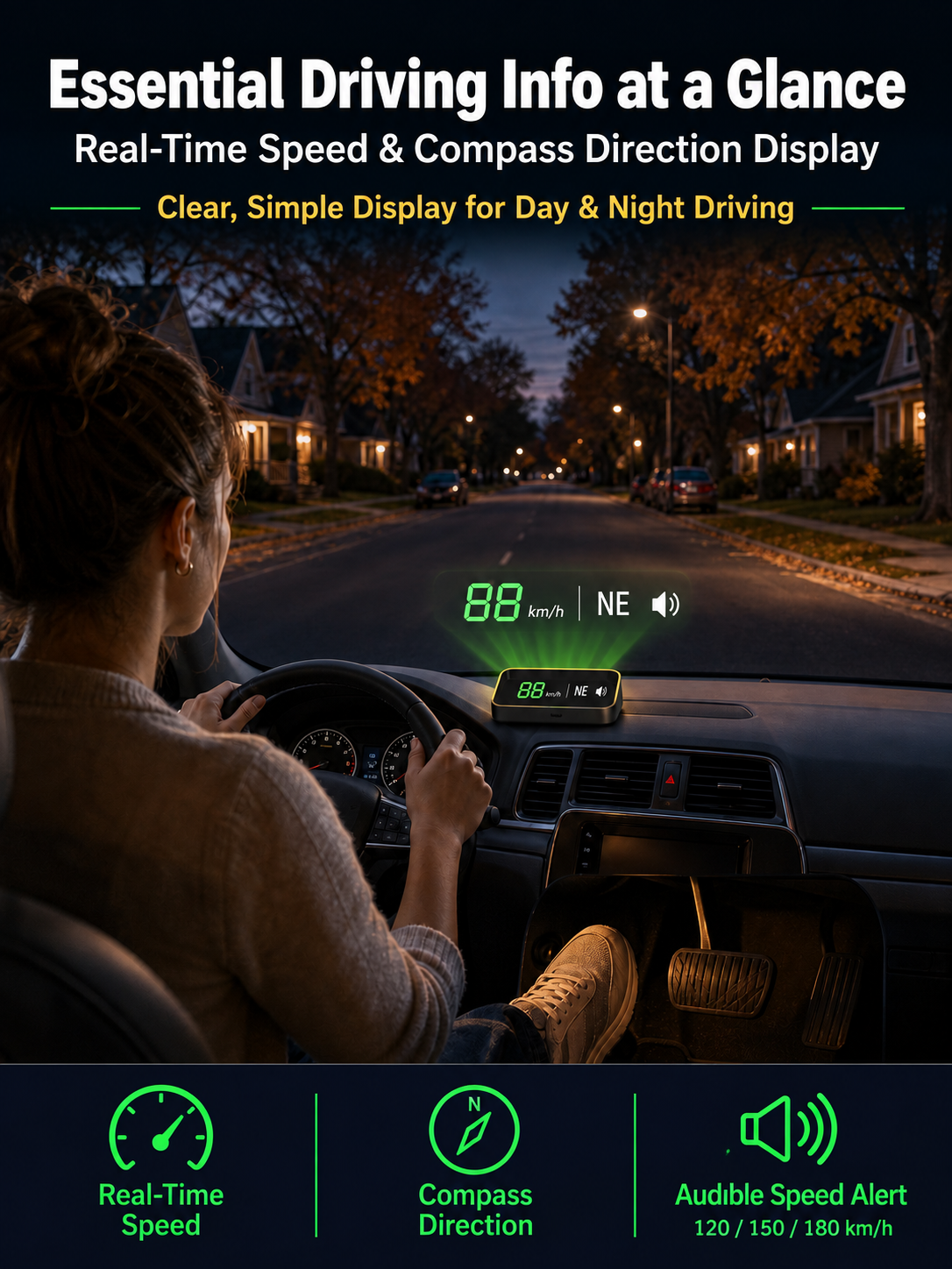 【Smart In-Car HUD Co-Pilot】Works on Sedans, SUVs, Pickups, RVs, and More! 30-Day Risk-Free Trial