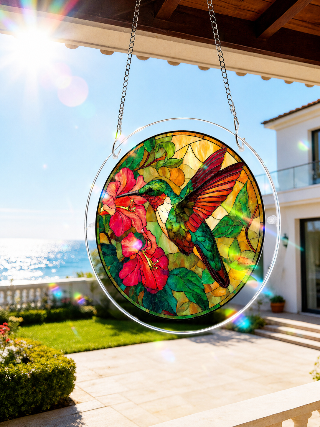 Acrylic Jigsaw Puzzle Suncatcher - Emerald Flame Hummingbird
