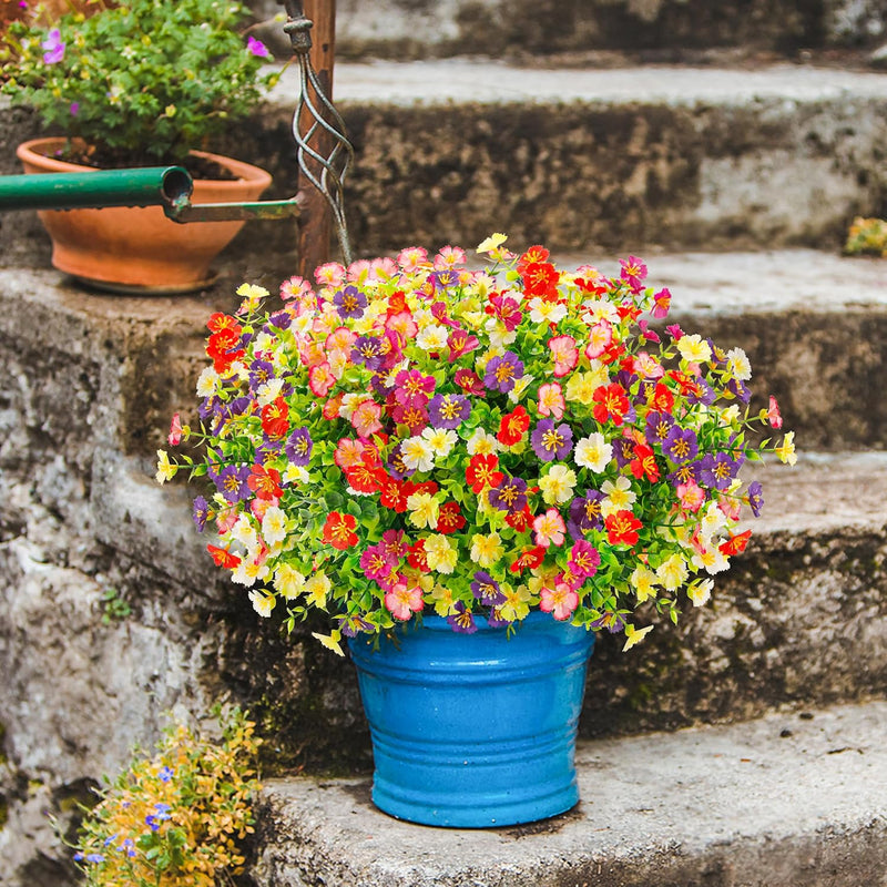 Der Rose 24 Bundles Artificial Flowers for Outdoor Fake Flowers Plants for Home Garden Porch Farmhouse Decor