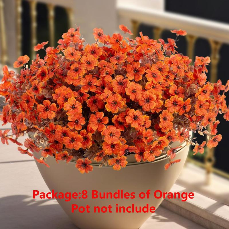 8 packs Artificial Flowers for Outdoor Decoration,Faux Daisy Flowers for Fall  Decor,Realistic Eucalyptus Leaves Silk Mums Fake Plants for Garden Pot,Front Porch,Courtyard,Patio,Lawn