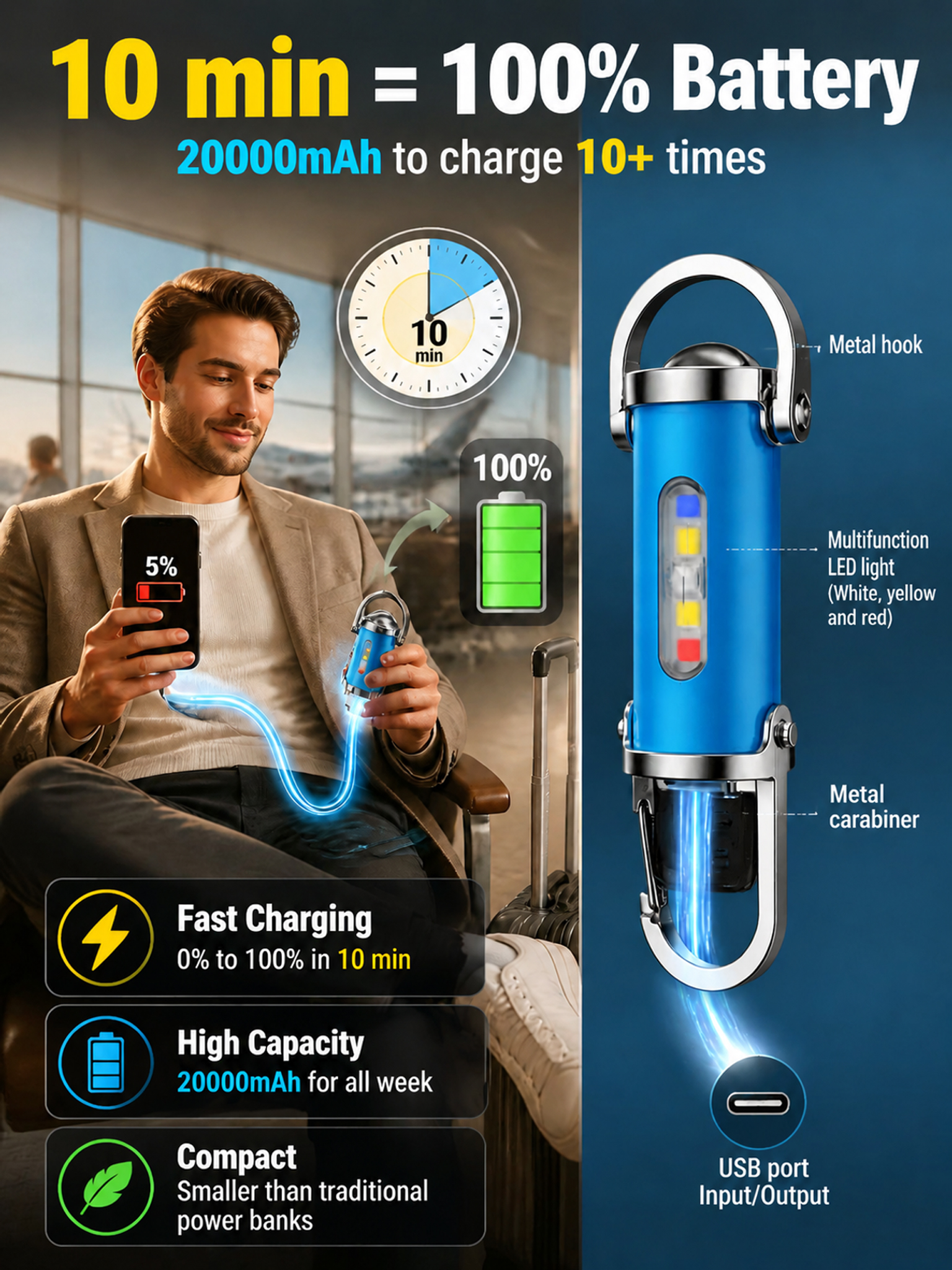 【3-in-1 Multifunction】SOS Emergency Light Flashlight【Buy 1 Get 1 Free】