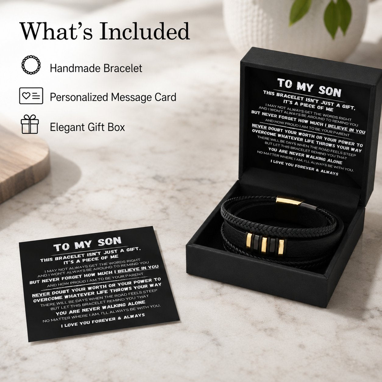 To My Son - Never Alone - Braided Bracelet Set