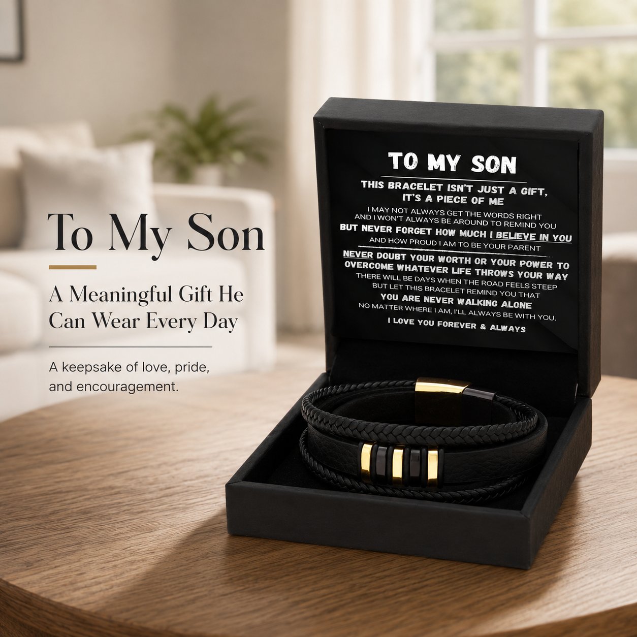 To My Son - Never Alone - Braided Bracelet Set