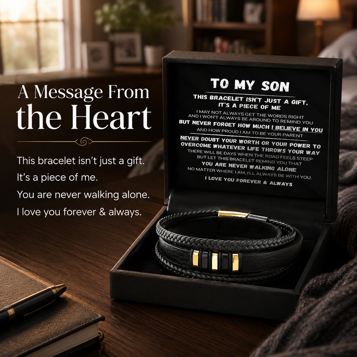 To My Son - Never Alone - Braided Bracelet Set