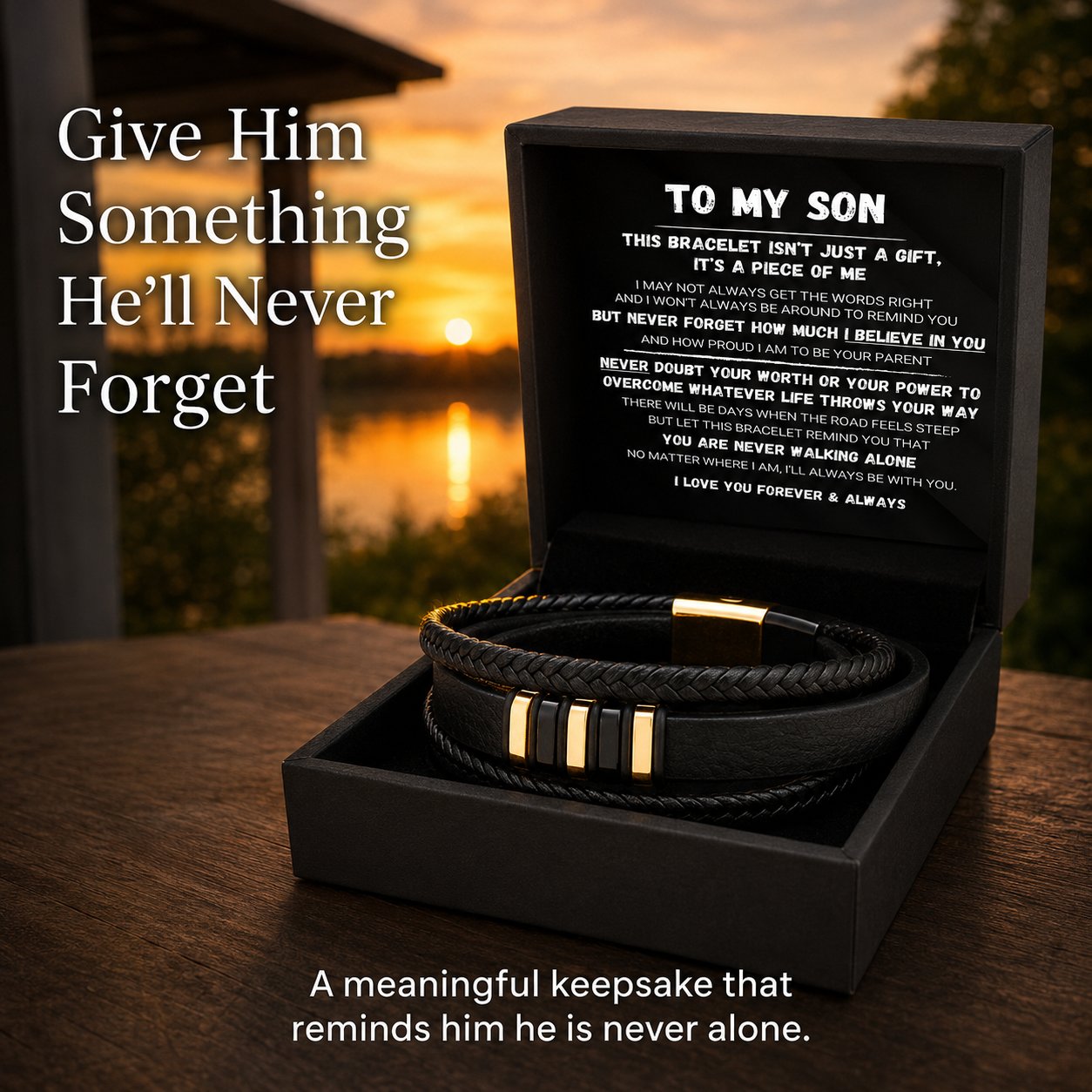 To My Son - Never Alone - Braided Bracelet Set