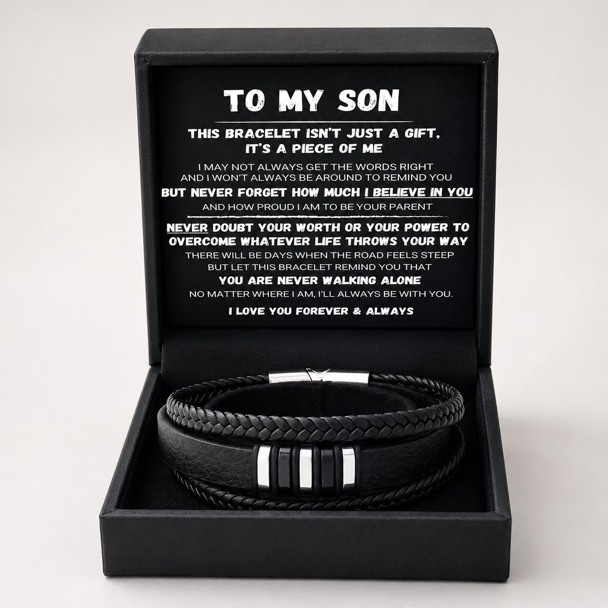To My Son - Never Alone - Braided Bracelet Set