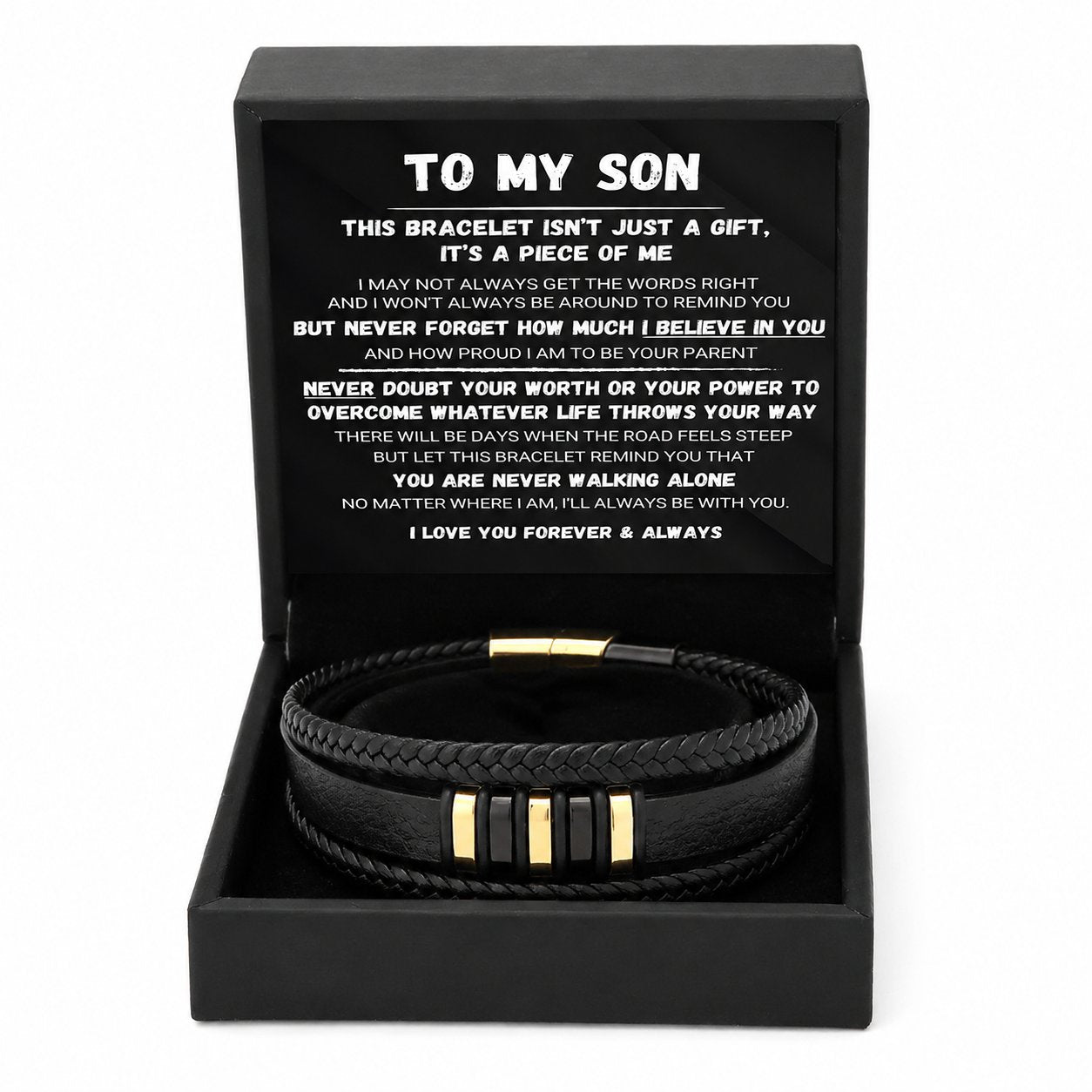 To My Son - Never Alone - Braided Bracelet Set