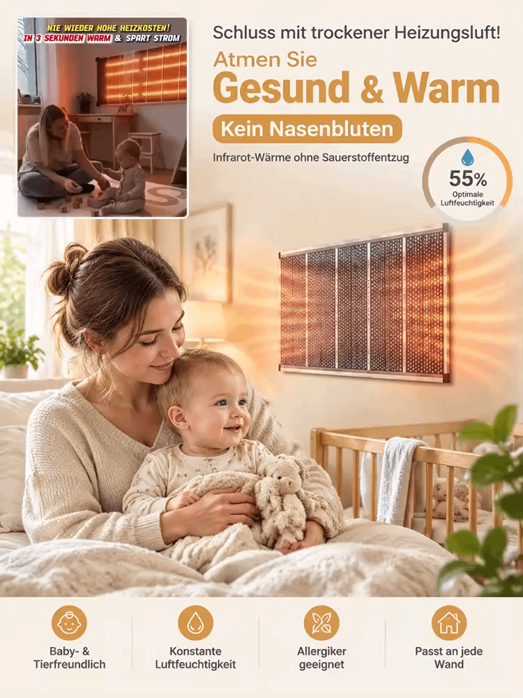 Graphen Infrarot Wandheizung🔥 | 3 Sek. Schnellheizung | A+++ Energiesparend | Ohne Bohren ☀️ | Nur 1 kWh pro Nacht | 20 Min. Schnellaufheizung🏠