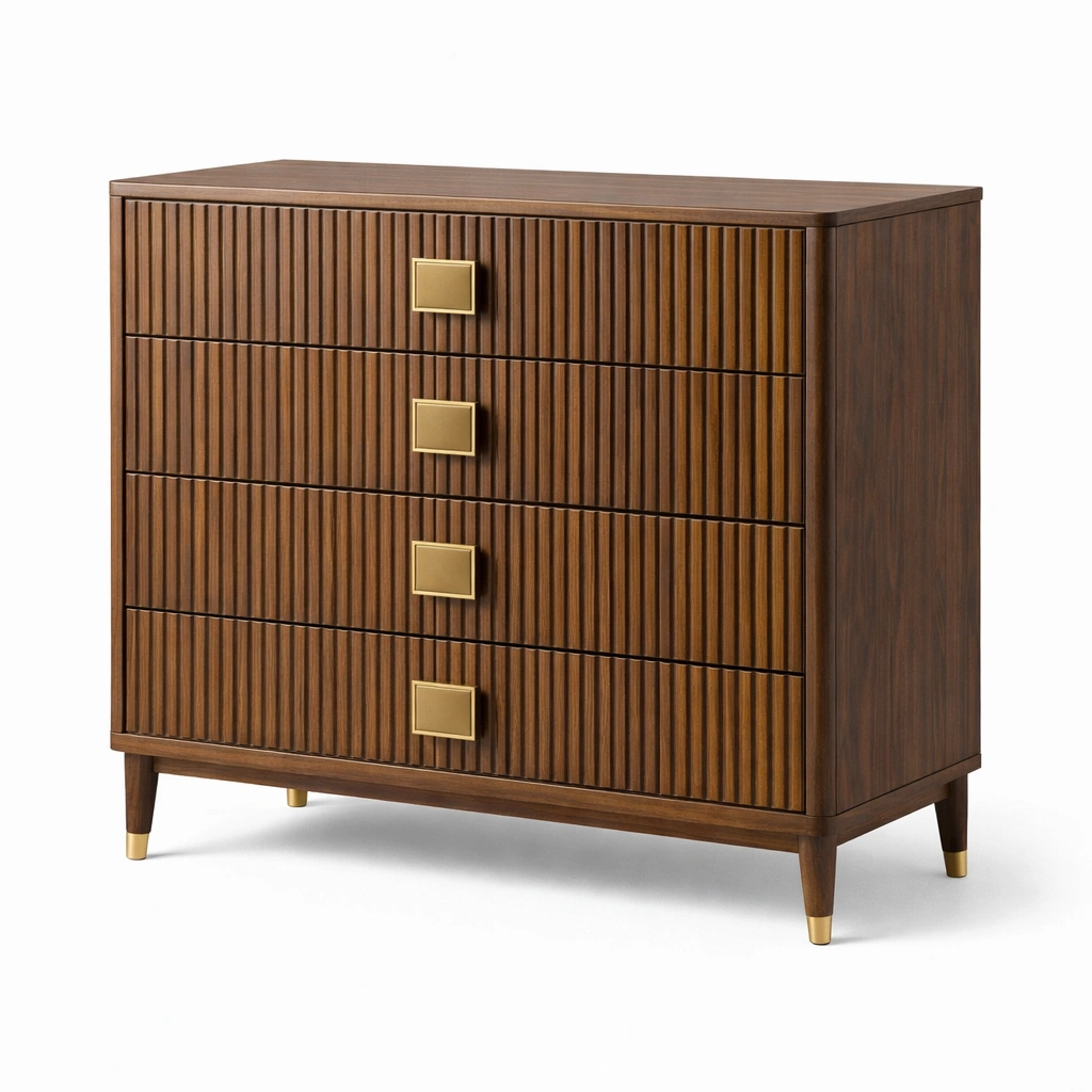 Cajonera de madera con 4 cajones y tiradores de metal-LIVCORA