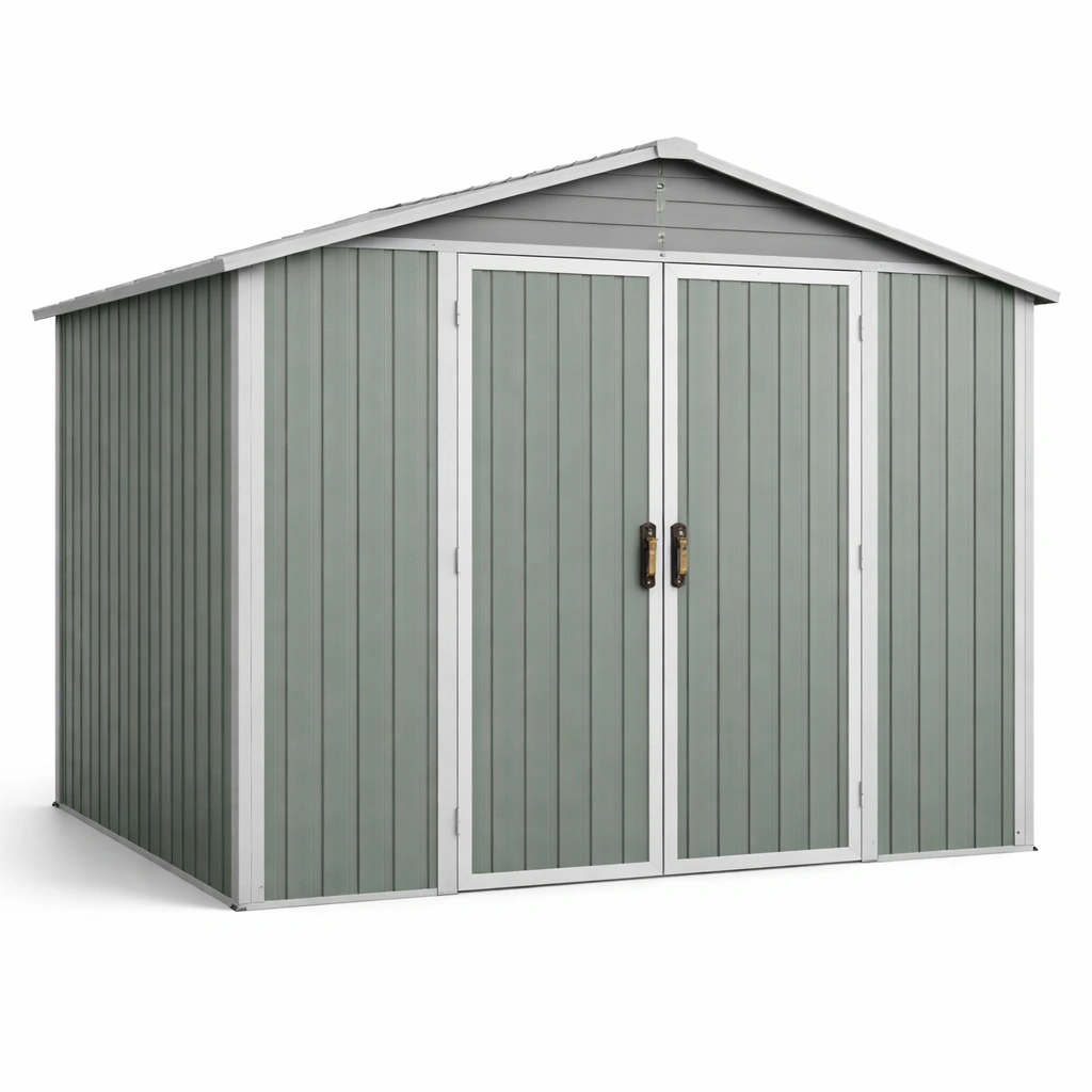 Cobertizo de jardín metálico de acero verde gris 240x180x210 cm-LIVCORA