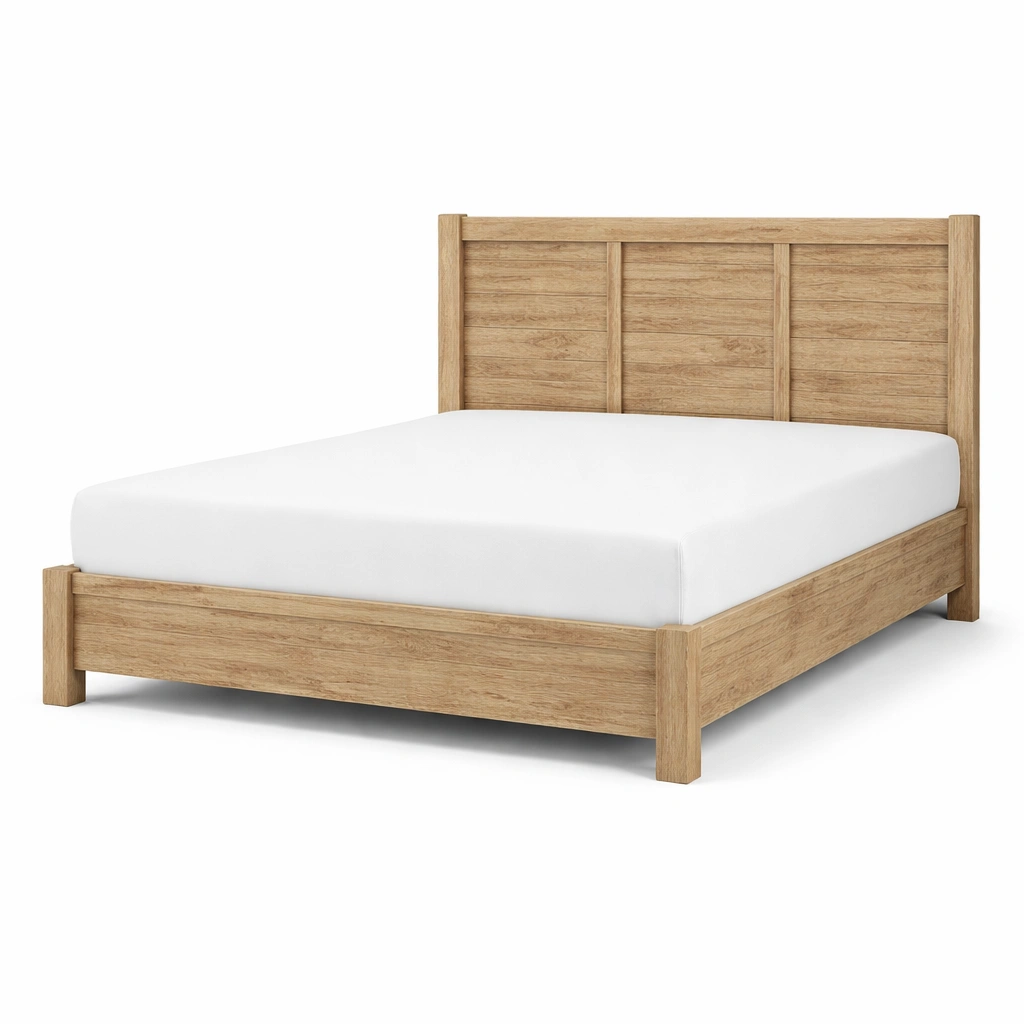 Estructura de cama de madera maciza de roble-LIVCORA