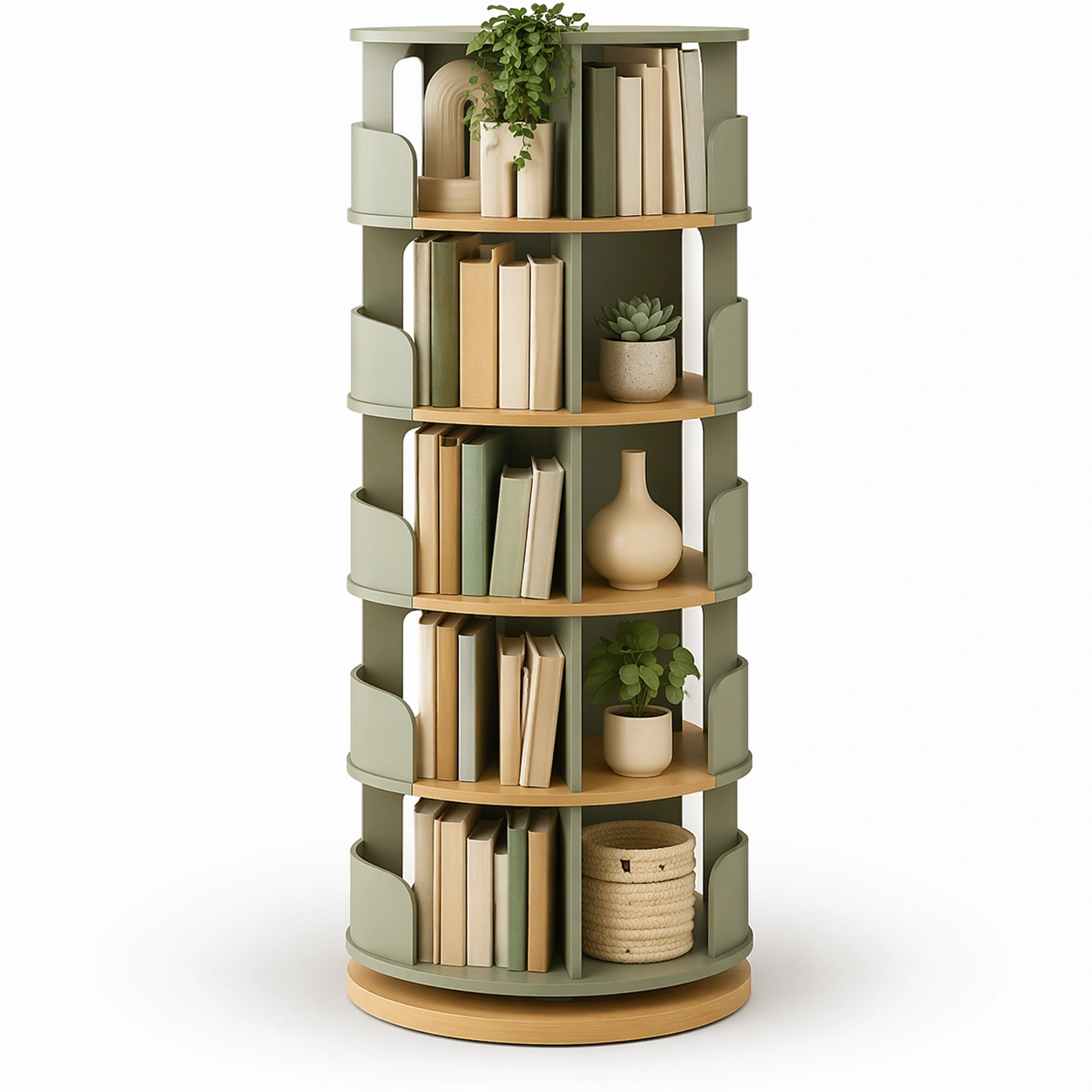 Drehbares Regal Grün Natur-domnira