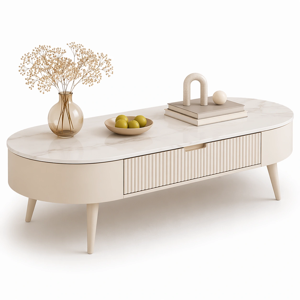 Couchtisch Beige Rund-domnira