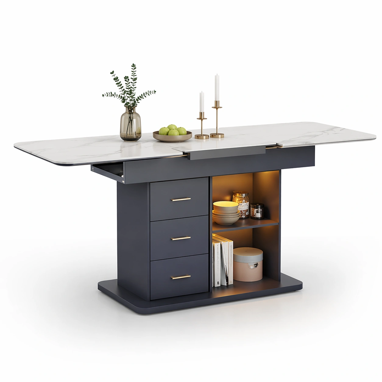 Erweiterbarer Esstisch Dunkelgrau-domnira