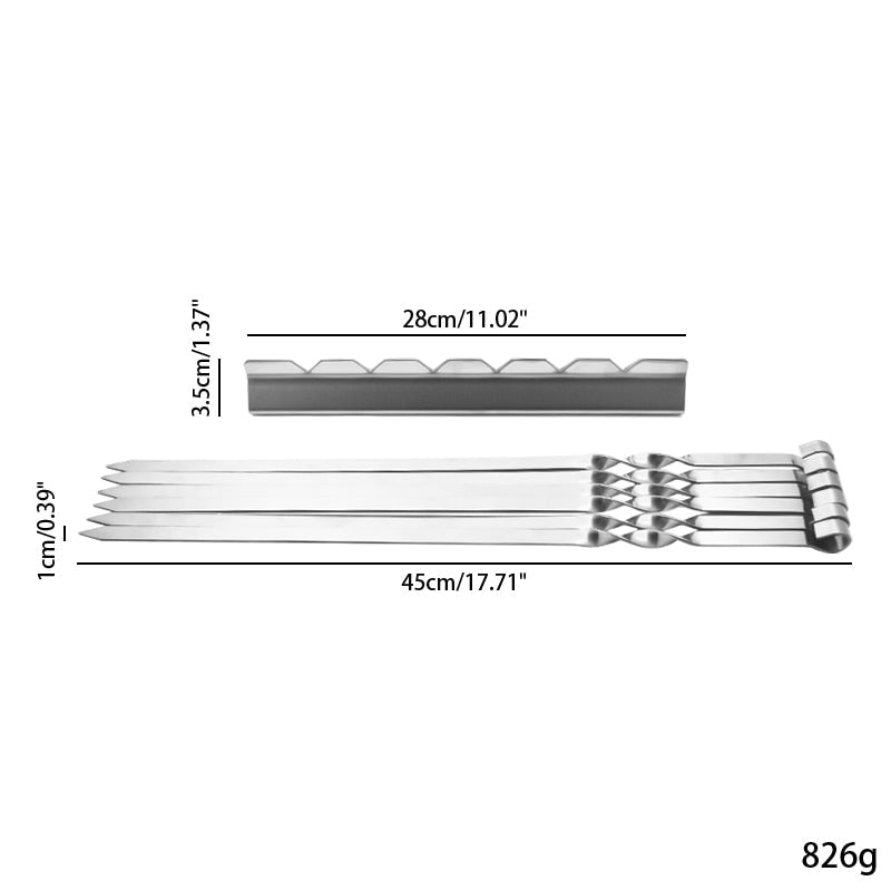 BBQ Accessories BBQ Skewers BBQ Grills Rack With 6 Wide Skewers Set-Grand Kitchen