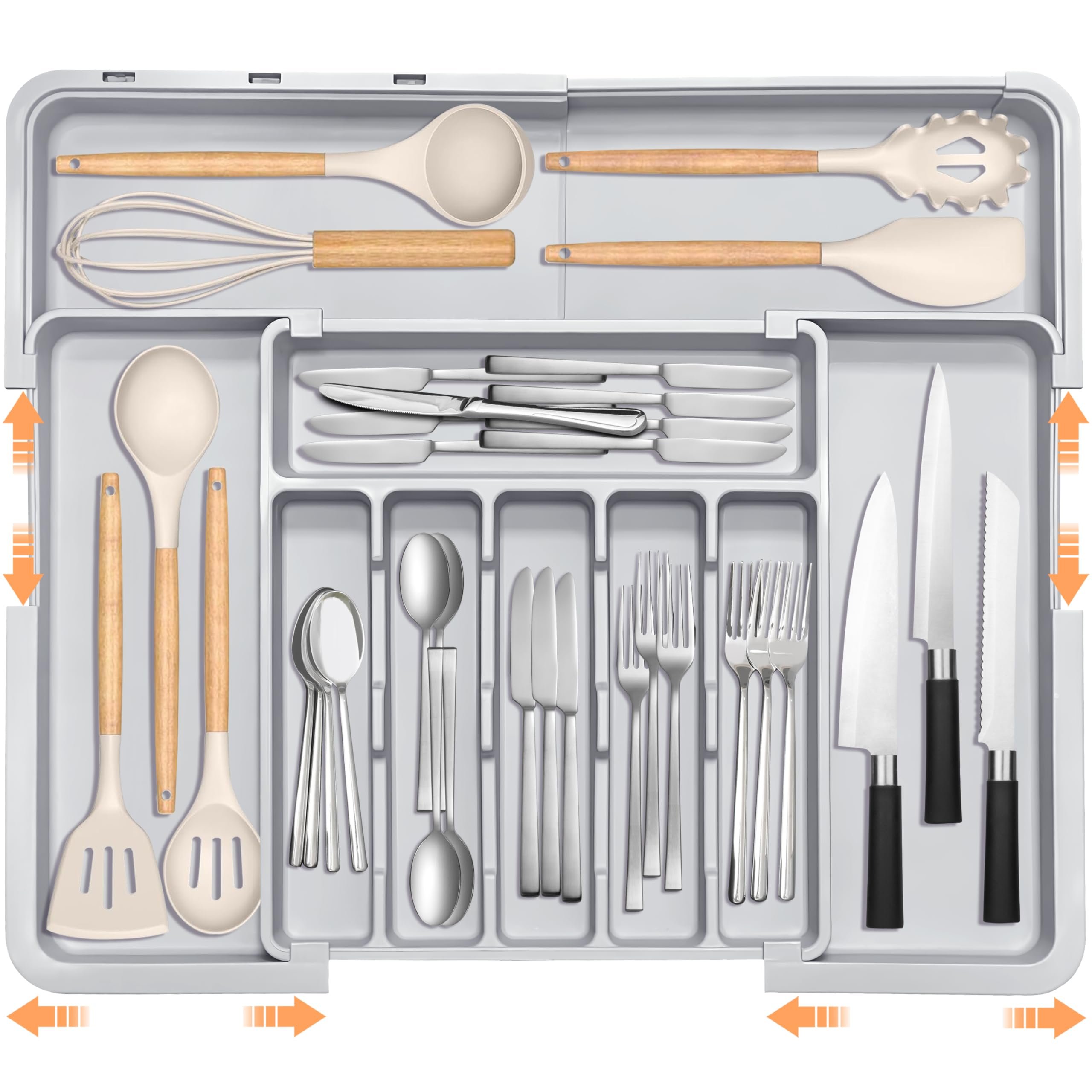 Large Capacity Expandable Utensil Drawer Organizer