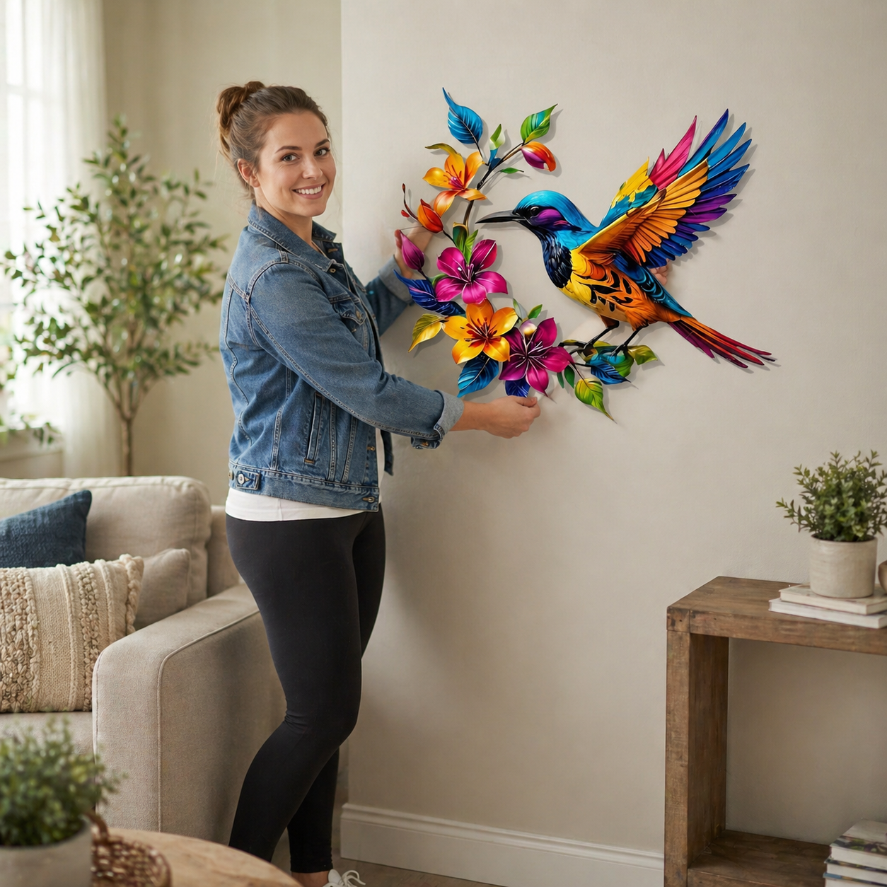 Hummingbird Bloom Metal Wall Art