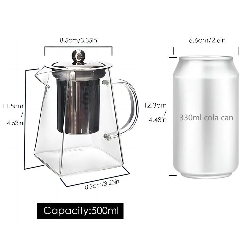 Glass Tea Set -  1 Piece Stainless Steel Filter Infusion Tea Kettle with Removable Infuser