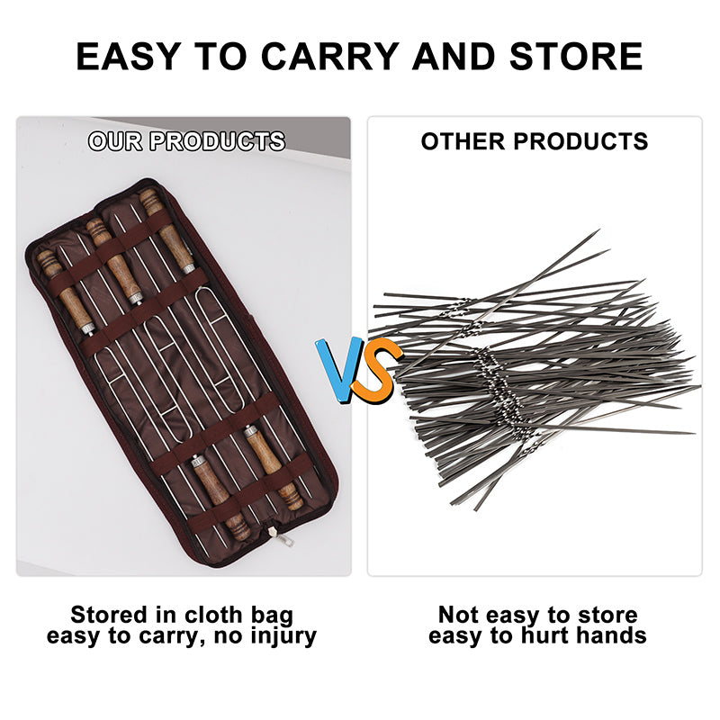 5pcs Portable Sharp Roasting Forks with Bag Camping Skewers BBQ Forks-Grand Kitchen