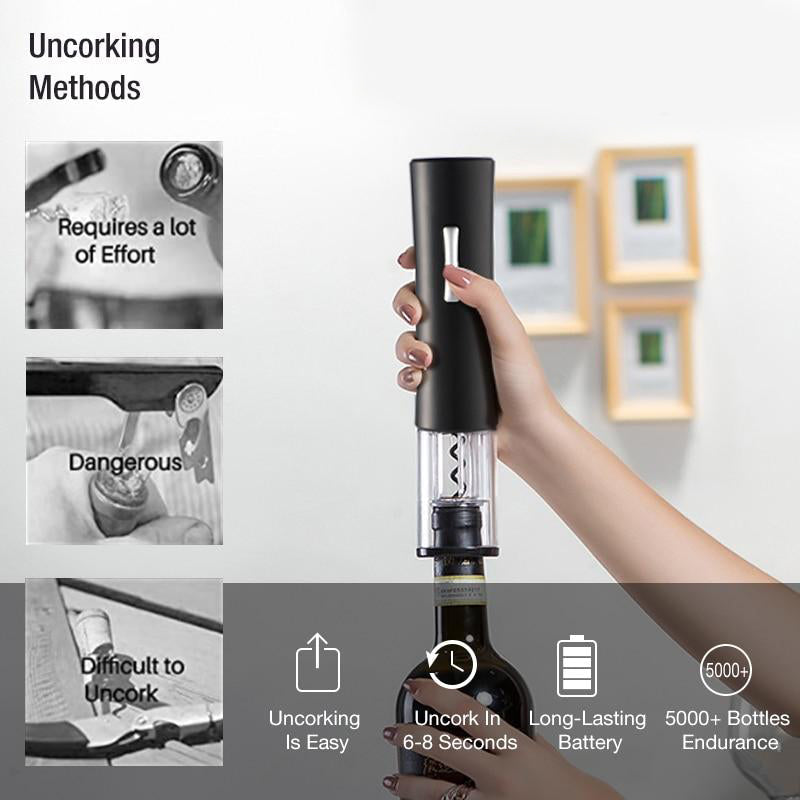 Automatic Bottle Opener for Wine Foil Cutter Electric Wine Jar Opener in Black or Red-Grand Kitchen