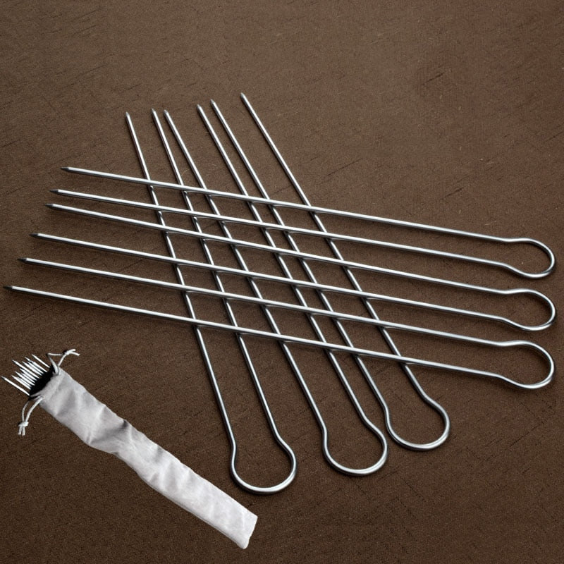 6pcs U shape BBQ Skewers Stainless steel Kebab Skewer with Skewer Bag-Grand Kitchen