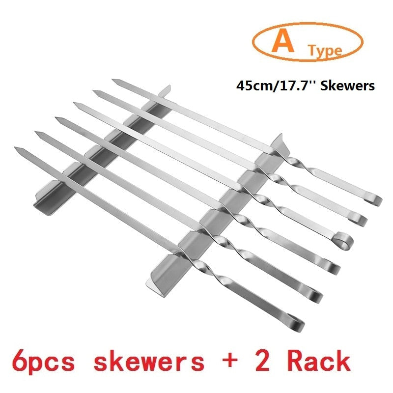 BBQ Accessories BBQ Skewers BBQ Grills Rack With 6 Wide Skewers Set-Grand Kitchen
