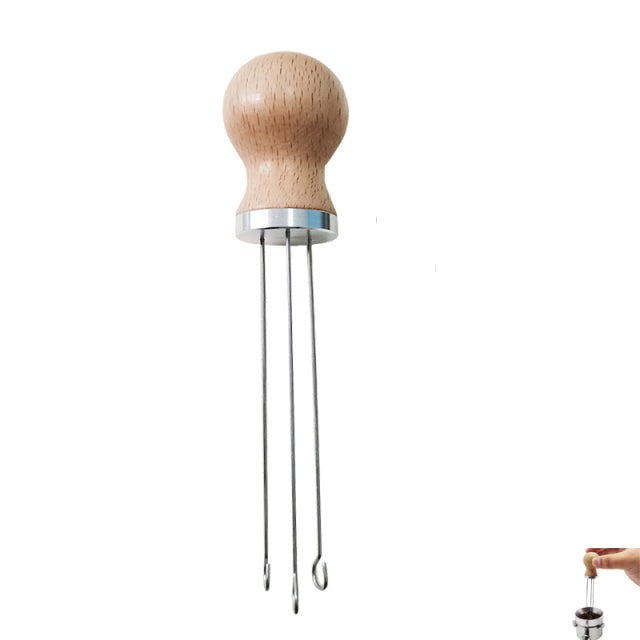 Wood Handle Stainless Steel Espresso Coffee Tamper Stirring Needle-Grand Kitchen