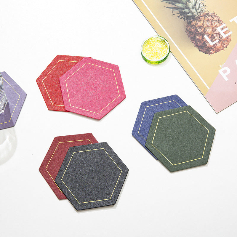 Leather Coaster Waterproof Heat Resistant Octagon Cup Coaster Cup Mat-Grand Kitchen