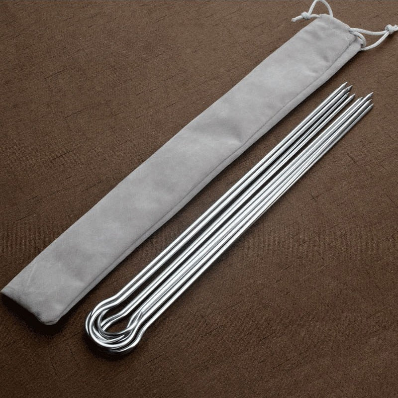 6pcs U shape BBQ Skewers Stainless steel Kebab Skewer with Skewer Bag-Grand Kitchen