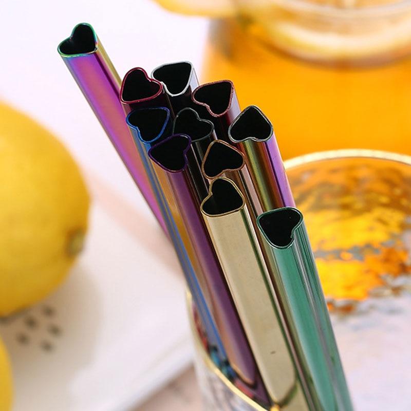 Straw Metal Straw Set Heart-shaped Bubble Tea Straws Stainless Steel-Grand Kitchen