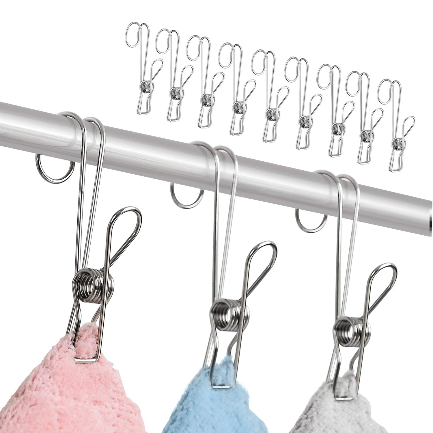 Stainless Steel Metal Long Tail Clip With Hooks - (1SET/5PCS)-Grand Kitchen