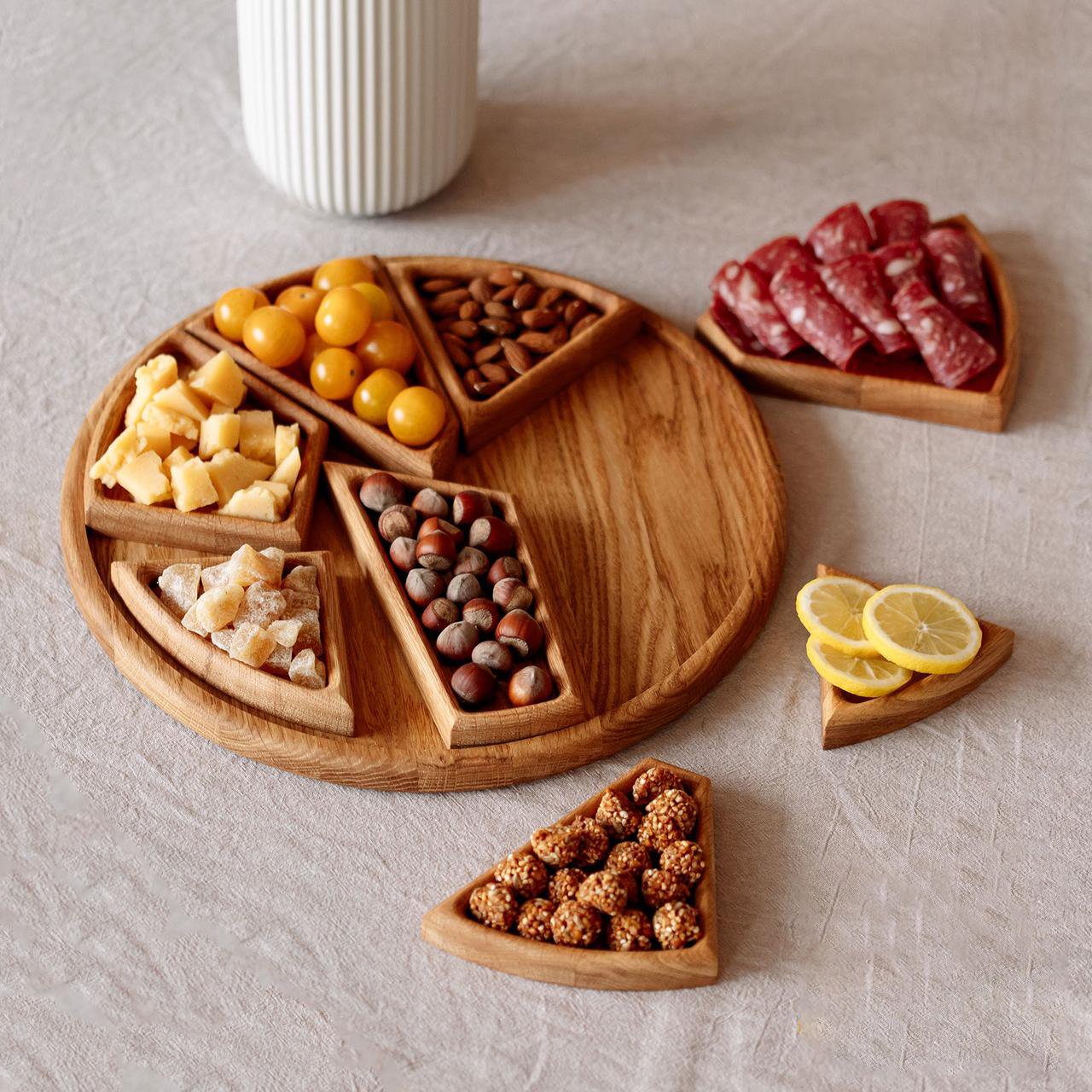 ​🏆Hot Sale⚡Puzzle Serving Tray - Wood with Removable Compartments