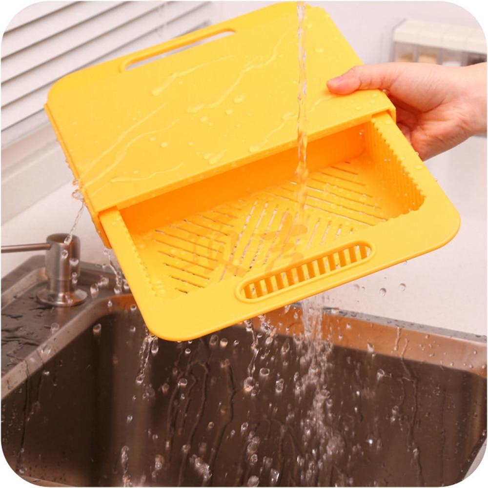 Retractable Cutting Board and Drain Basket-Grand Kitchen