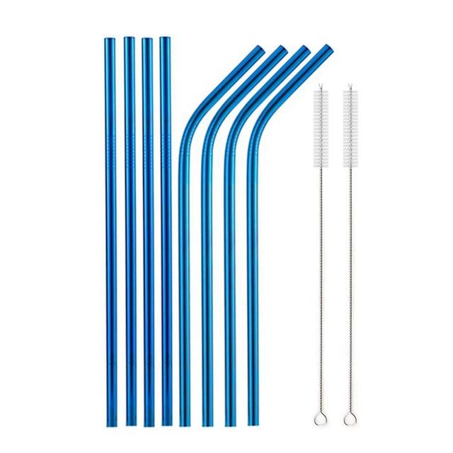 Stainless Steel Color Reusable Metal Straws Set with Cleaner Brush-Grand Kitchen